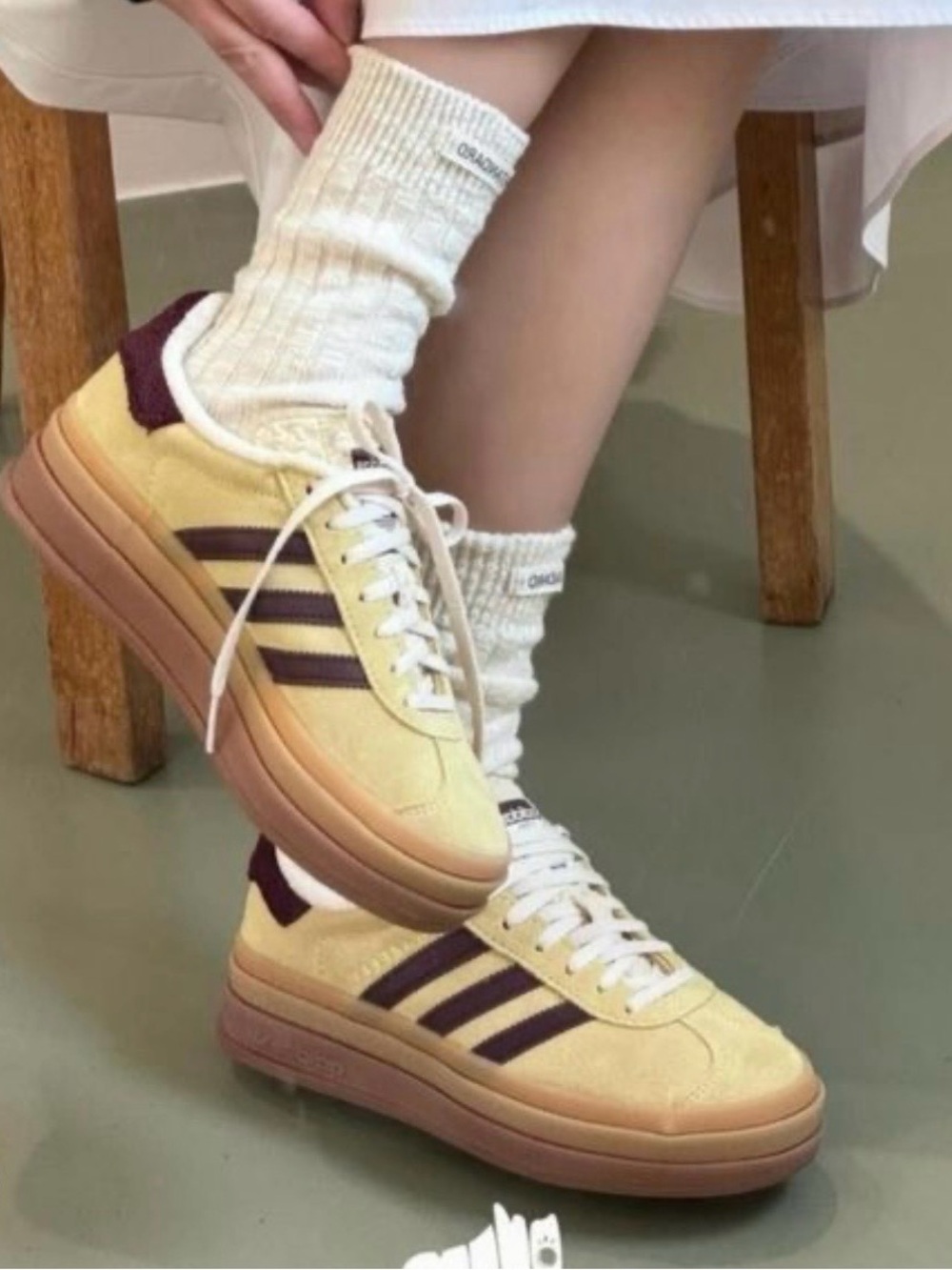 adidas Gazelle Platform Sneakers- Yellow and Burgundy